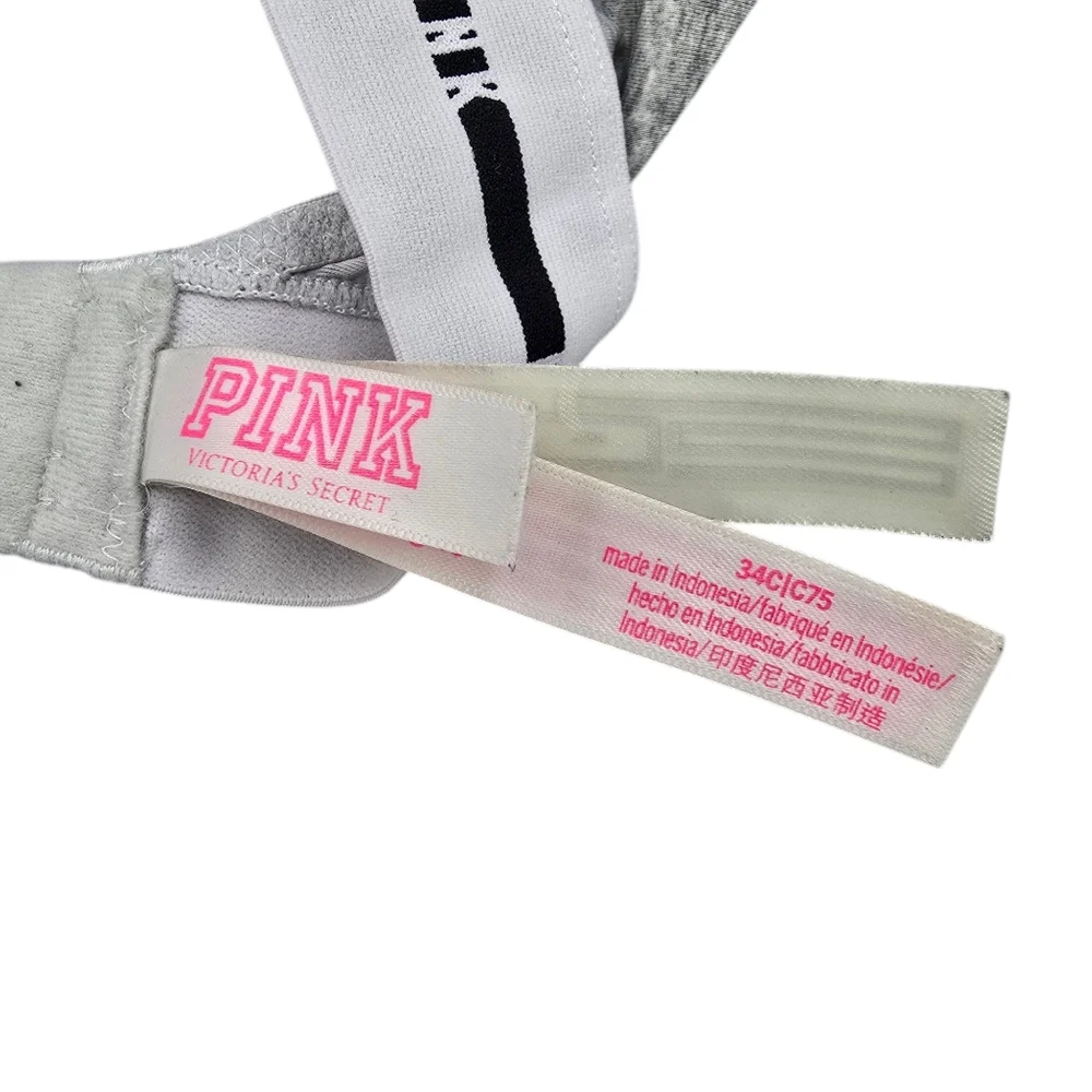 PINK Victoria's Secret Heather Gray Wireless Lightly Lined T-Shirt Bra 34C - Picture 5 of 5